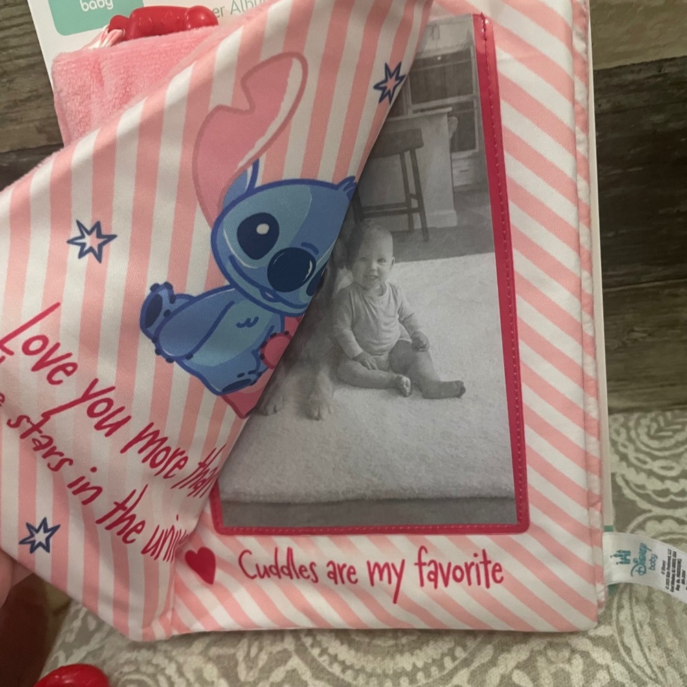 Disney Baby Angel Lilo & Stitch Plush First Photo Book Pink Soft Album 81438 - Picture 2 of 4
